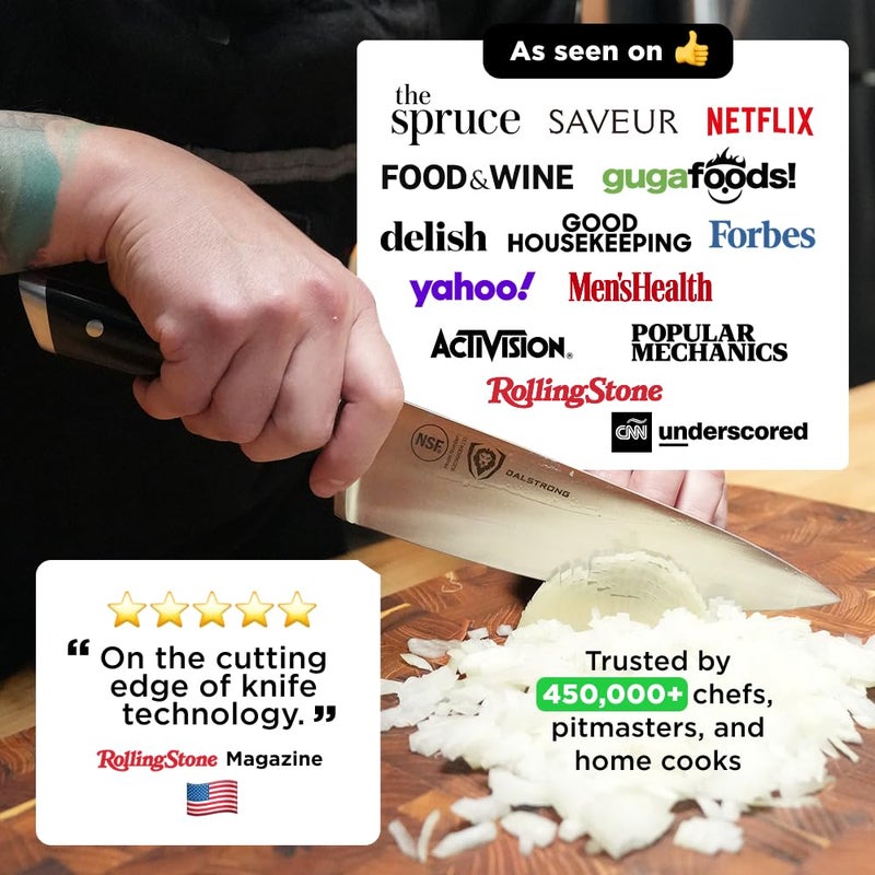 DALSTRONG Chef Knife - 8 inch Blade - Gladiator Series ELITE - Forged HC German Steel Chef's Knife - Razor Sharp Kitchen Knife - Professional Full Tang Knife - Black G10 Handle - Sheath -NSF Certified - Image 2